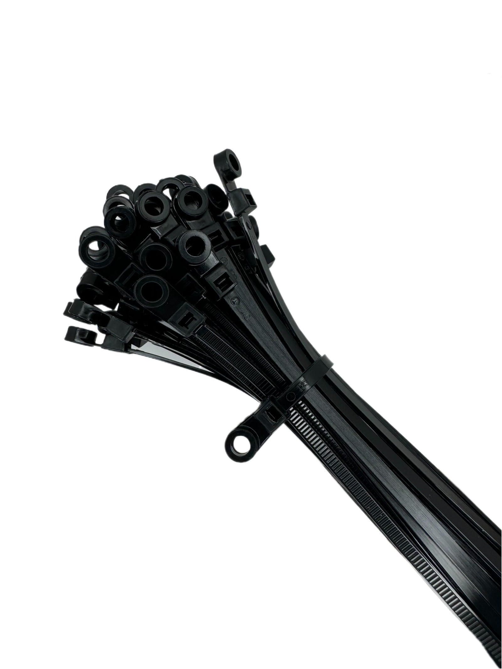 15" 120lbs UV Black Mounting Hole Cable Tie - heavy duty