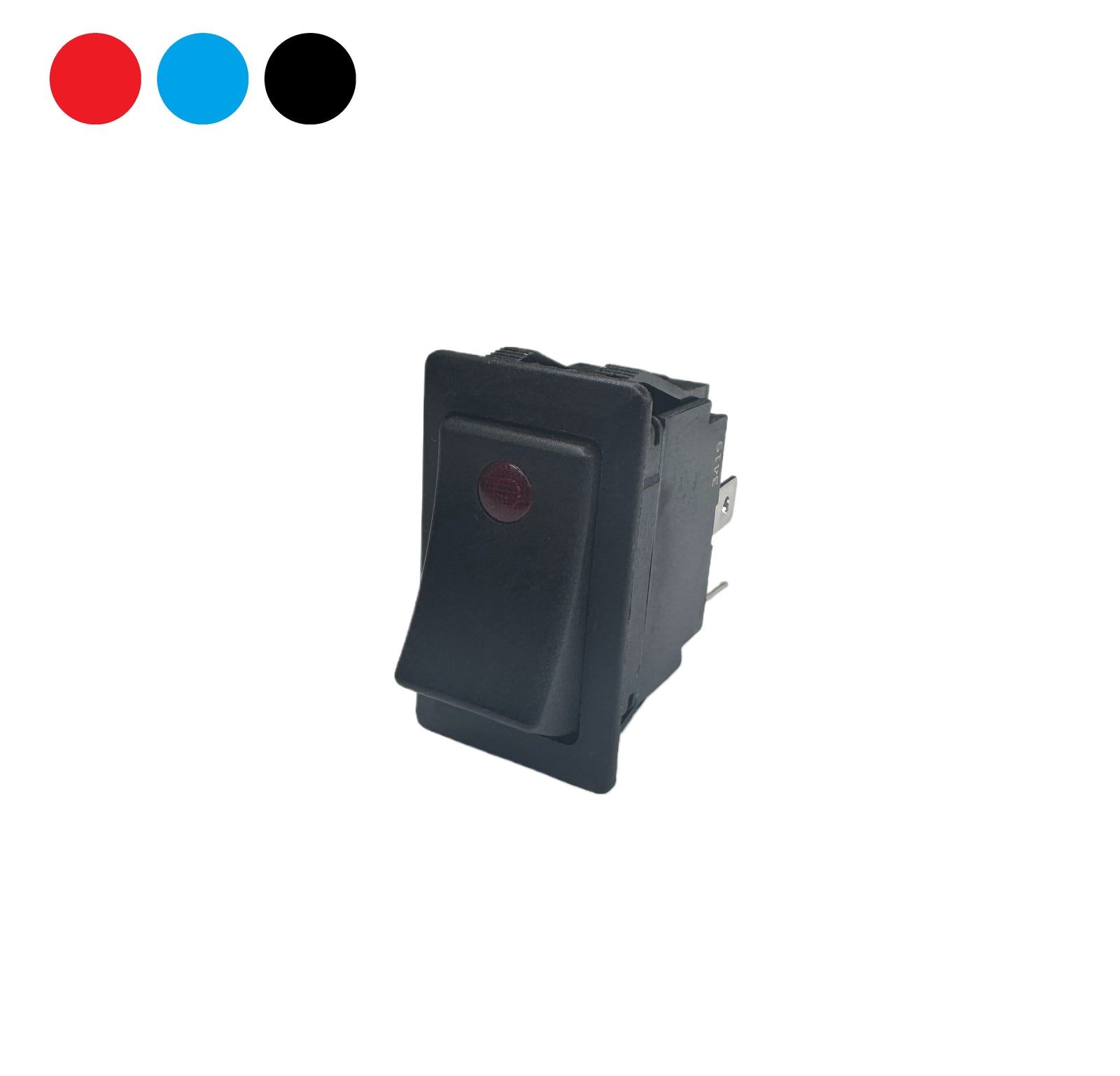 On-Off SPST Heavy Duty Red Pilot Light Rocker w/ Blade Terminals - marine grade