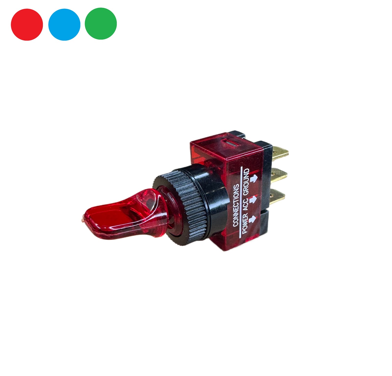 On-Off SPST Red Illuminated Duckbill Marine Toggle w/ Blade Terminals - marine grade