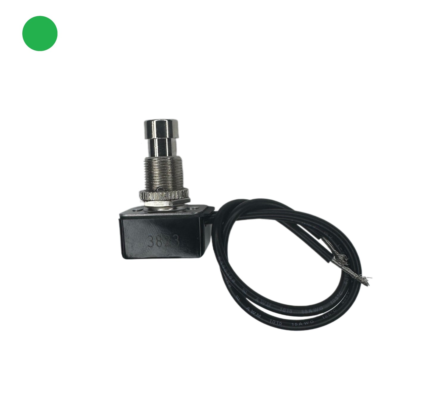 medium-Duty Push Button Switch with Pre-wired Leads – Designed for Reliable On/Off Functionality in Industrial, Automotive, and Custom Applications. Durable Metal Construction Provides Long-Lasting Performance. Panel Mount Configuration for Secure and Simple Installation.