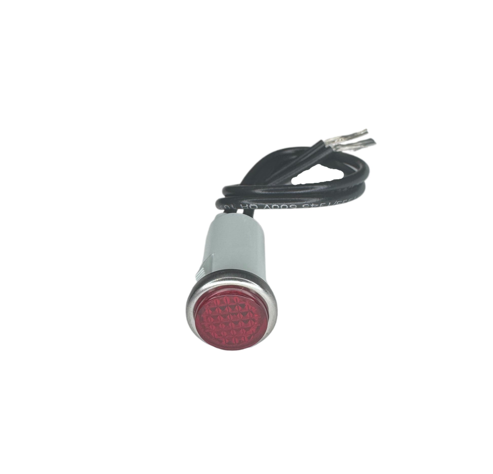 Compact Indicator Light with red Lens – Features Pre-wired Leads for Easy Installation. Ideal for Panel Mounting in Automotive, Marine, or Industrial Settings. High-Visibility Illumination Ensures Clear Status Signaling in Both Low-Light and Daylight Conditions.