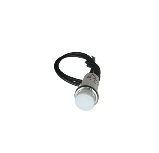 White Indicator Light Raised Lens 12-14V 0.5" Mount